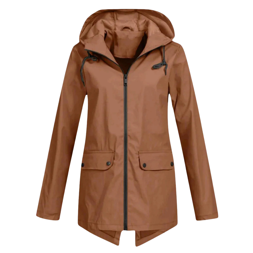 Women's Raincoat with Hood - Long Waterproof & Windproof - Lightweight