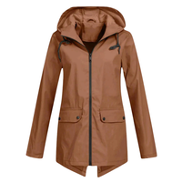 Women's Raincoat with Hood - Long Waterproof & Windproof - Lightweight