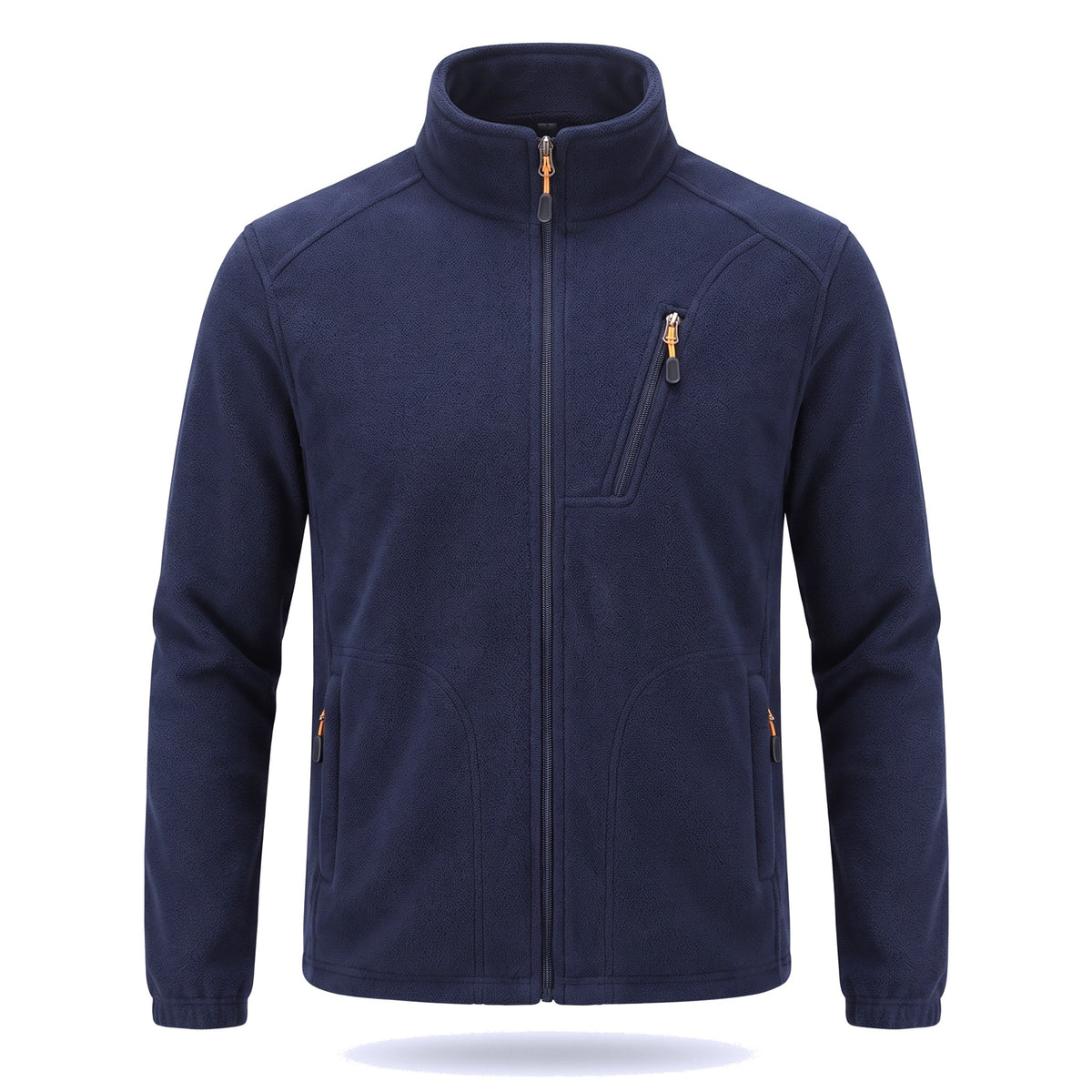 Men's Fleece Jacket - Plush Lined Sleeves & Collar - 3 Zip Pockets