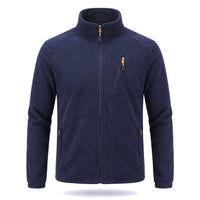 Men's Fleece Jacket - Plush Lined Sleeves & Collar - 3 Zip Pockets