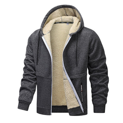 Kapuzenjacke Herren grau mit Sherpa-Futter und Zipper