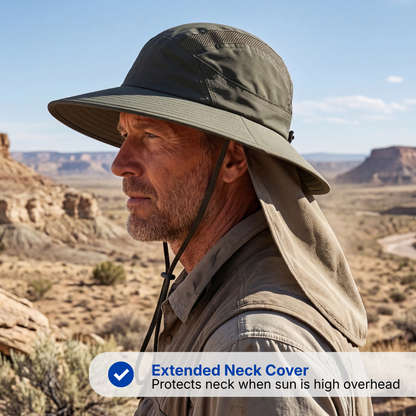 Men’s Sun Hat – Wide Brim – Neck Protection
