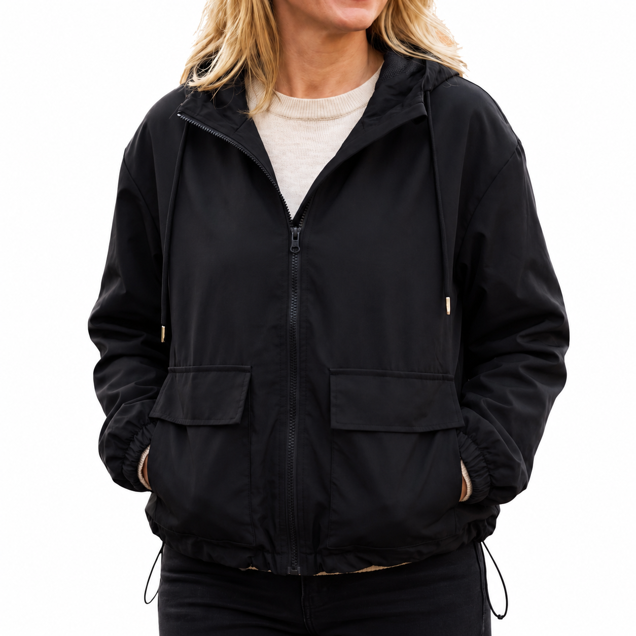 Women's Waterproof Jacket with Hood - Windproof & Year-Round - Full Zip