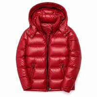 Puffer Jacket for Men - Removable Hood - Glossy Finish
