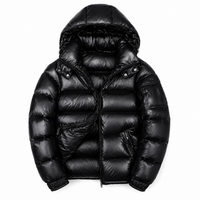 Puffer Jacket for Men - Removable Hood - Glossy Finish