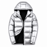 Puffer Jacket for Men - Removable Hood - Glossy Finish
