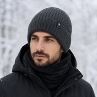 Winter Beanie with Ear Flaps - Fleece-Lined - Men's