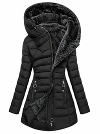 Women's Puffer Coat - Faux Fur Hood - Waterproof
