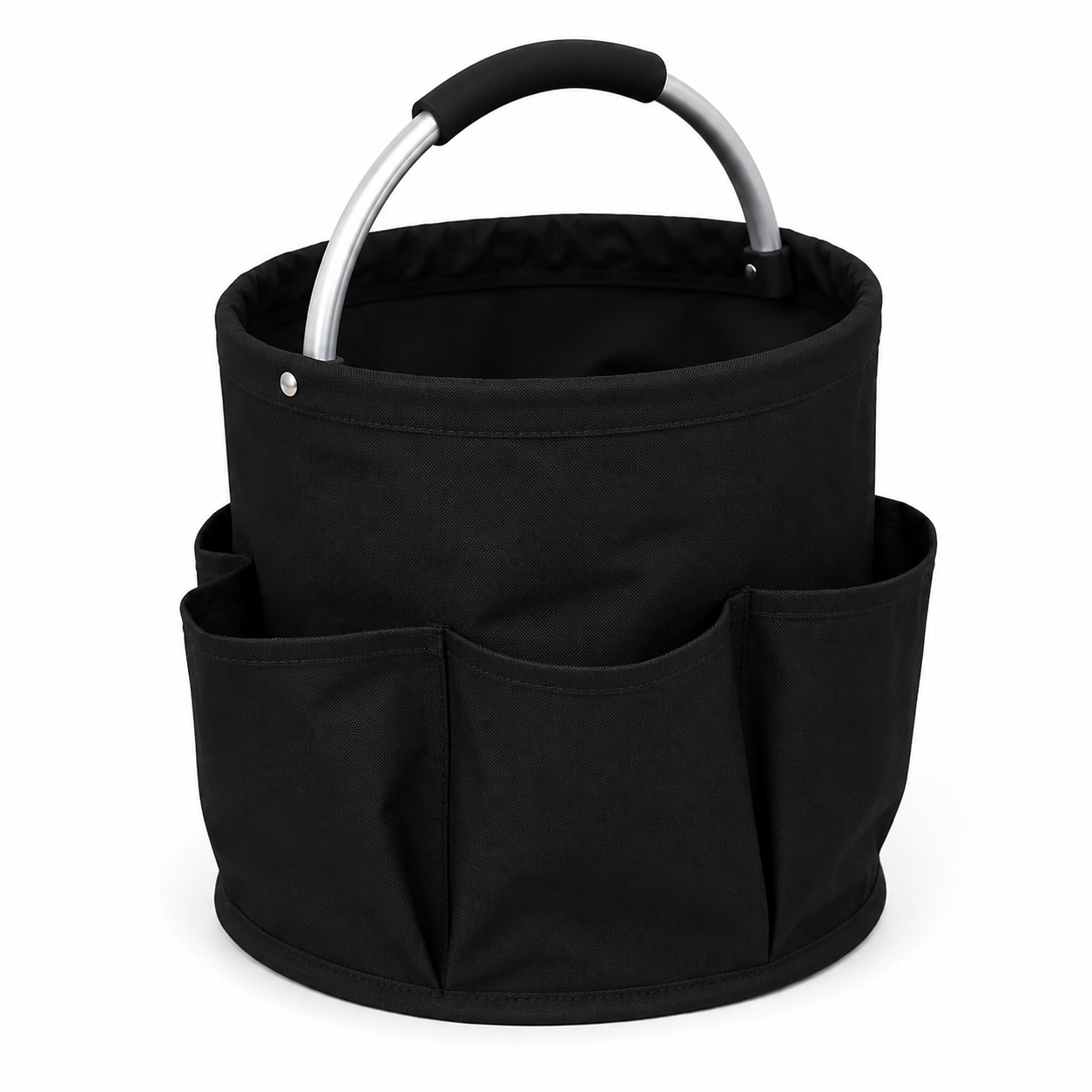 Collapsible Bucket Bag with Handle and Multiple Pockets Multifunctional