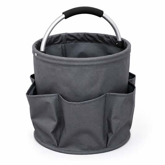 Collapsible Bucket Bag with Handle and Multiple Pockets Multifunctional