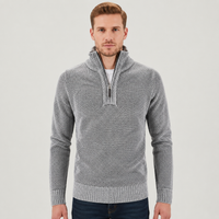 Men's Quarter Zip Pullover Sweater - Fleece Lined & Warm - Stand Collar