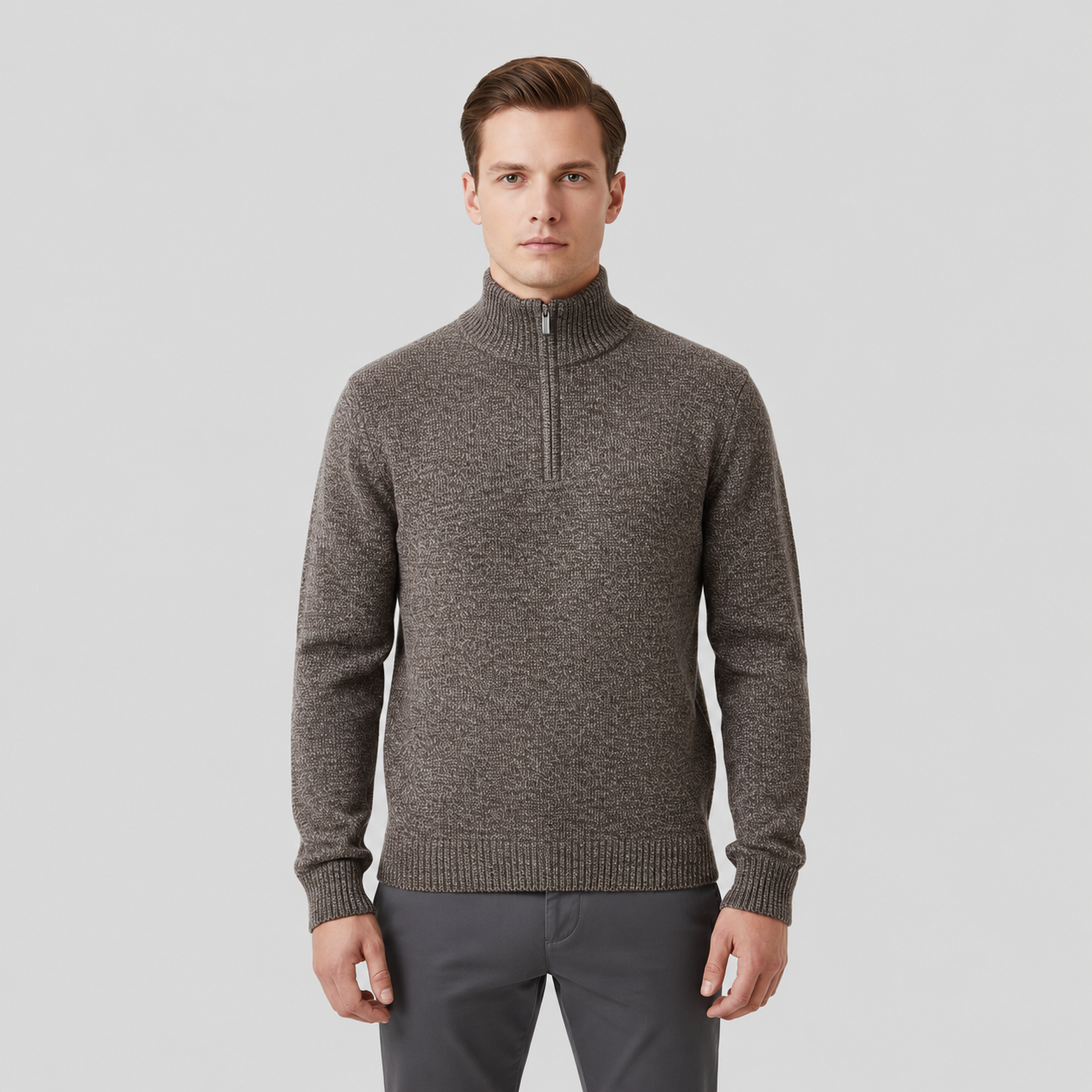 Men's Quarter Zip Pullover Sweater - Fleece Lined & Warm - Stand Collar