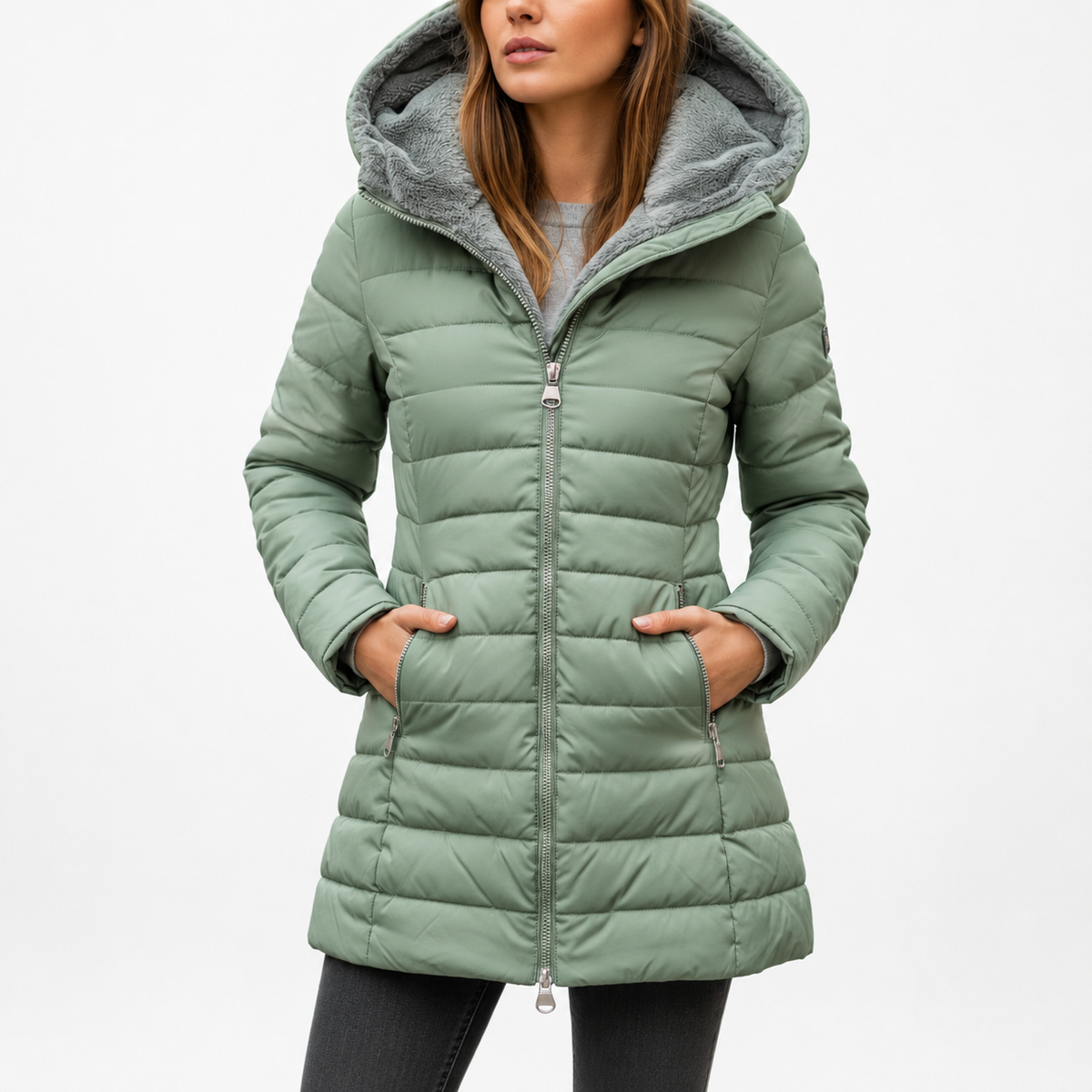 Women's Puffer Jacket - Waterproof & Windproof - Faux Fur Hood