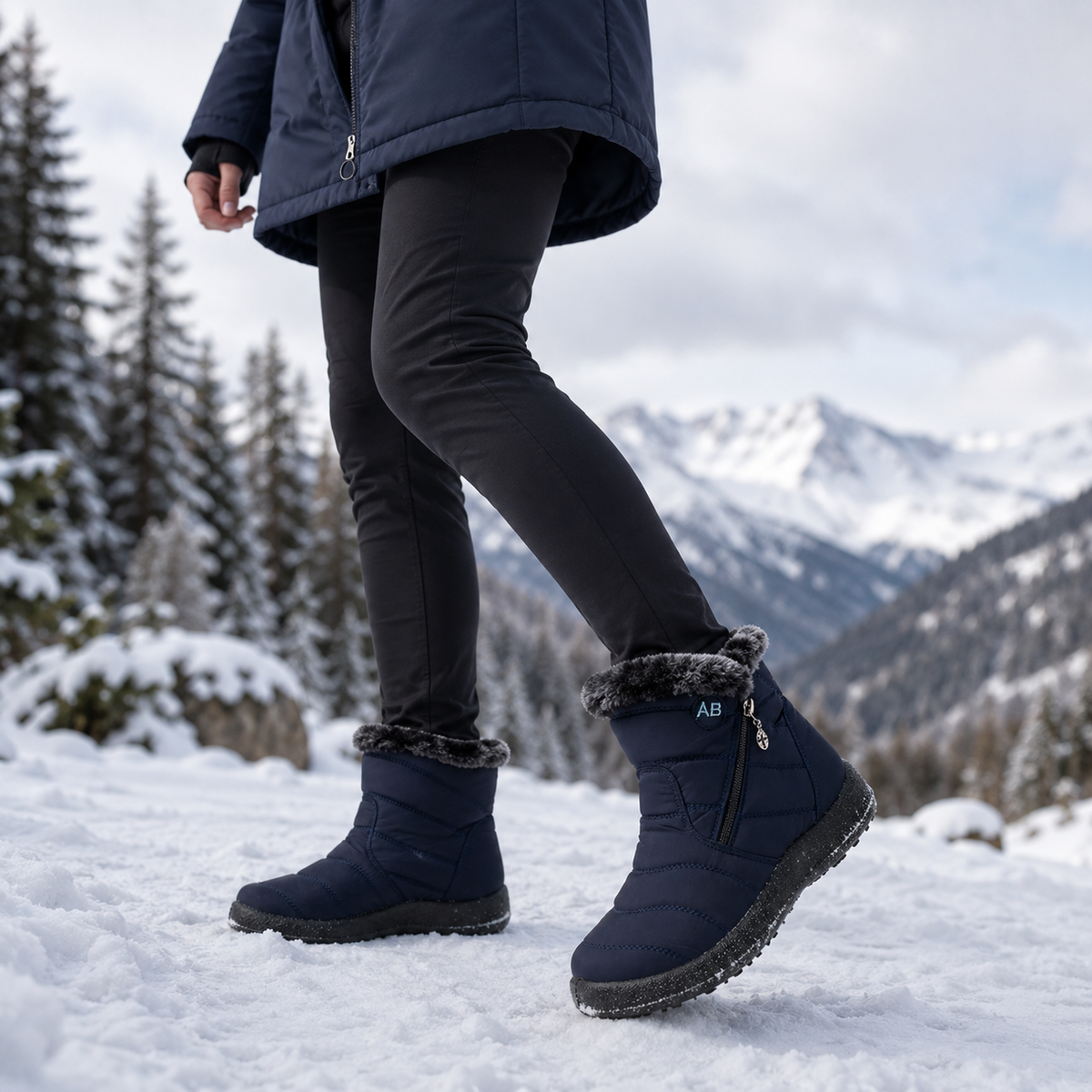 Womens Winter Boots - Waterproof Plush Lined Ankle Boots - Easy Side Zip