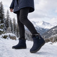 Womens Winter Boots - Waterproof Plush Lined Ankle Boots - Easy Side Zip