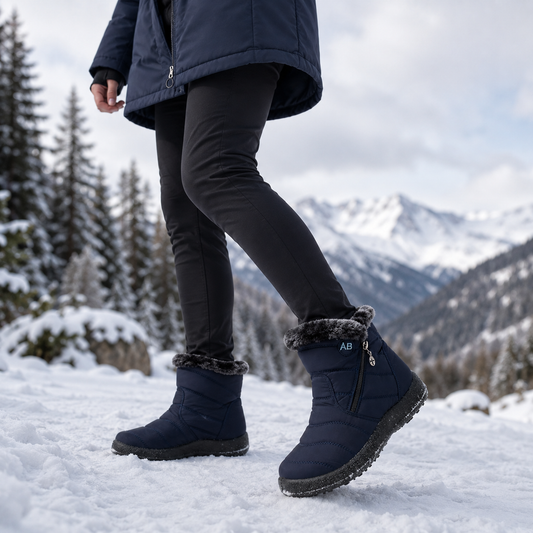 Womens Winter Boots - Waterproof Plush Lined Ankle Boots - Easy Side Zip