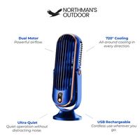 Portable Fan & Air Cooler – USB Rechargeable, 5 Speeds & 720° Cooling