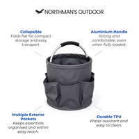 Collapsible Bucket Bag with Handle and Multiple Pockets Multifunctional