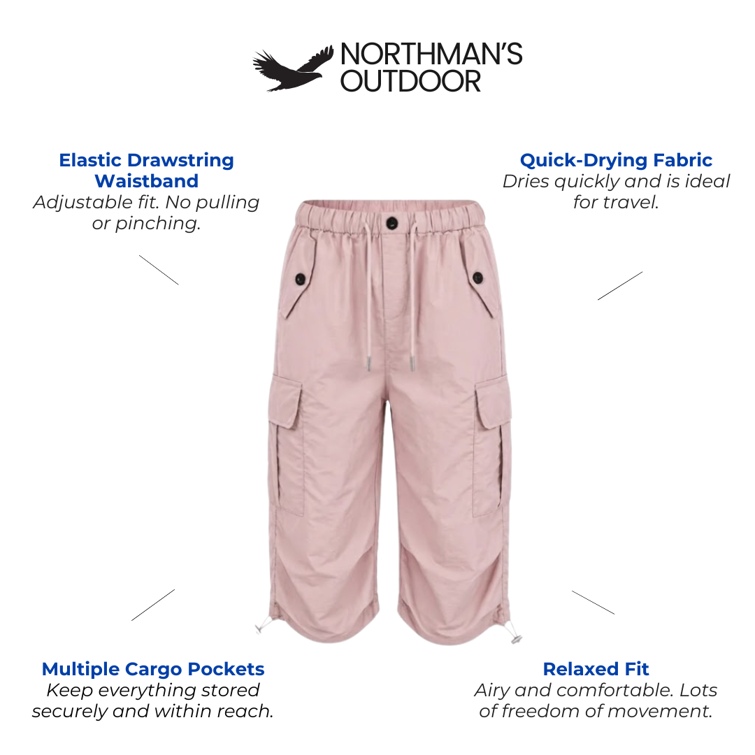 Women's Cargo Capri – Elastic Drawstring Waistband - Shorts