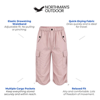 Women's Cargo Capri – Elastic Drawstring Waistband - Shorts