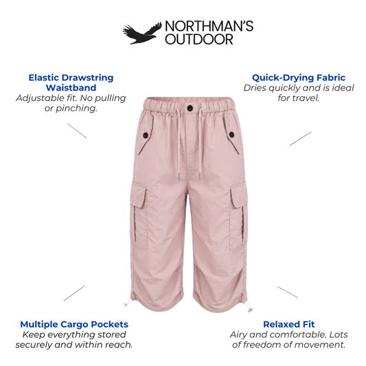 Women's Cargo Capri – Elastic Drawstring Waistband - Shorts