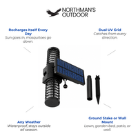 Solar Mosquito Lamp Outdoor - Bug Zapper Ground Stake - Waterproof UV