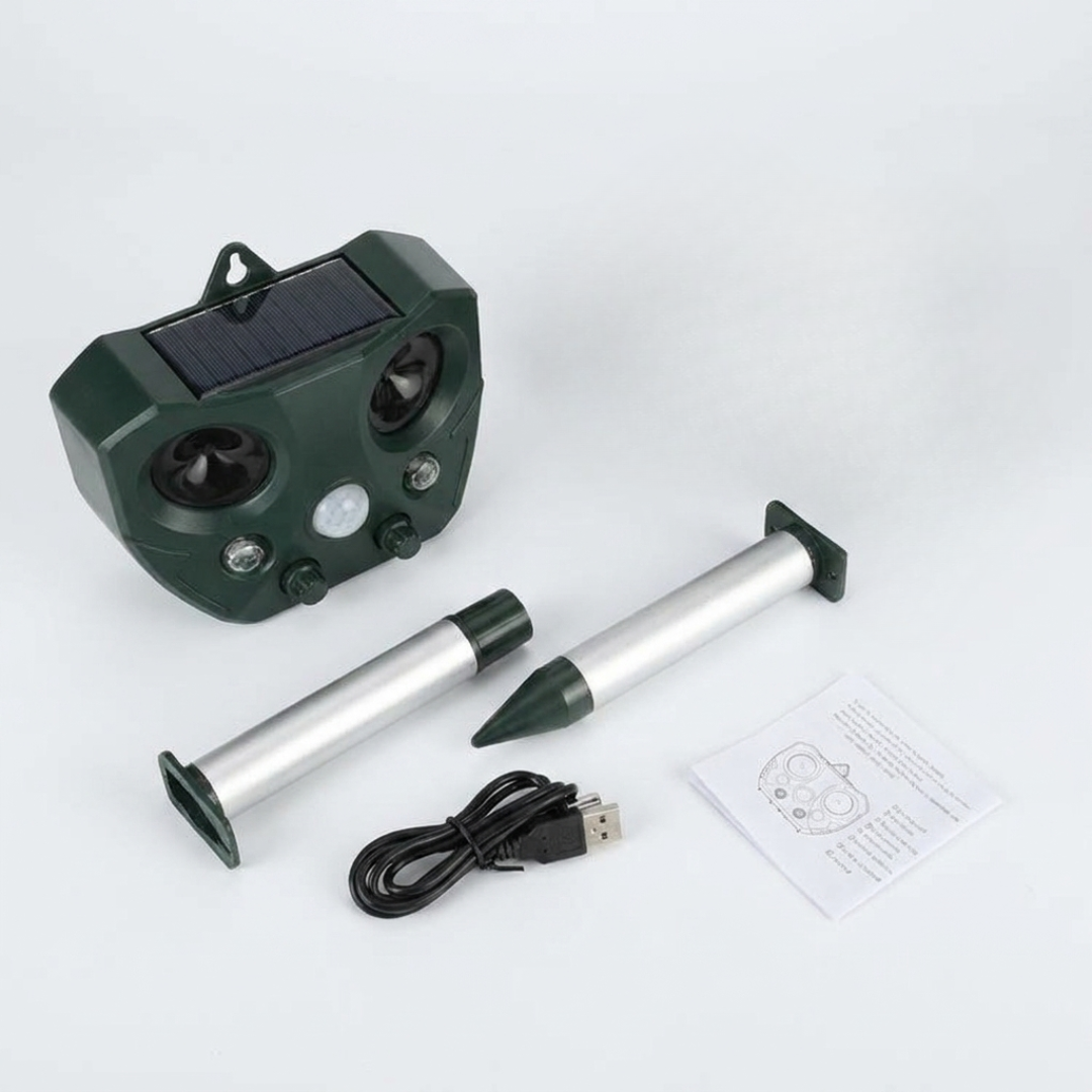Ultrasonic Solar Animal Repeller – Bird & Pest Deterrent – PIR Sensor