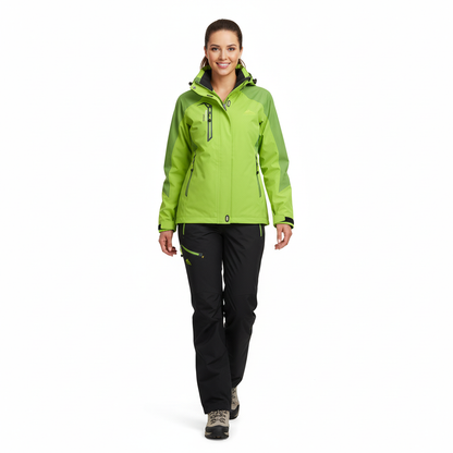 Women's Softshell Jacket & Pants Set - Windproof & Water-Repellent - Hooded