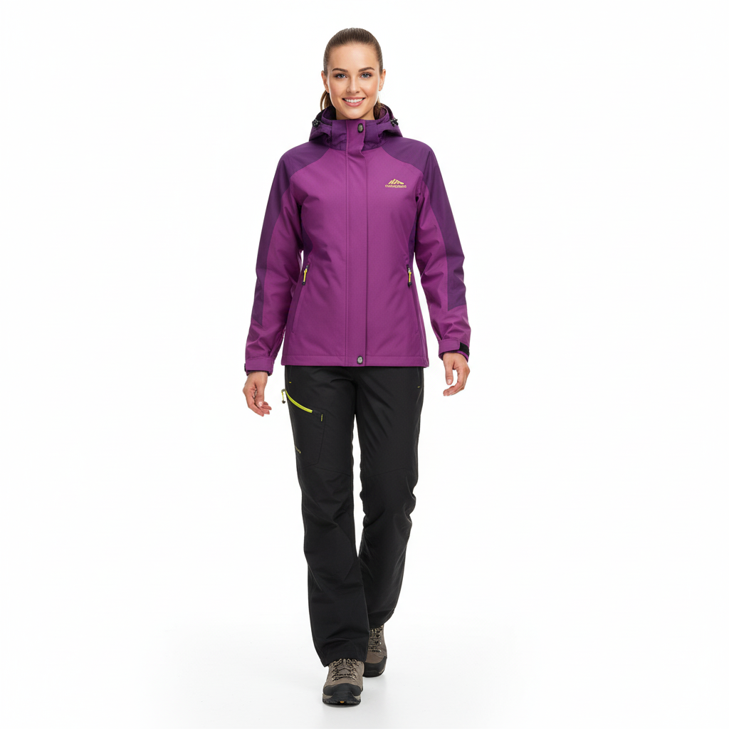 Women's Softshell Jacket & Pants Set - Windproof & Water-Repellent - Hooded