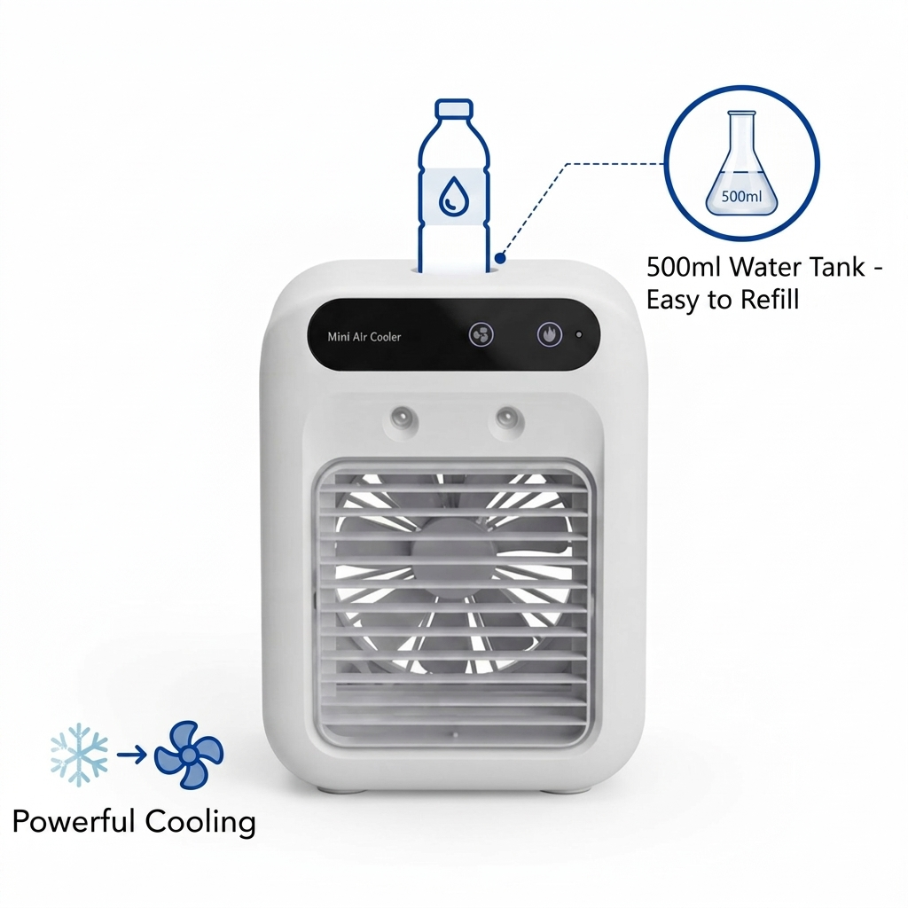 Mini Desk Ice Air Cooler - Hot Summer Days - A/C