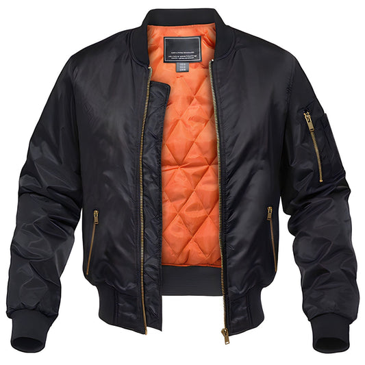 Bomber Jacket - Waterproof Quilted Flight Jacket - Men's Zip-Up