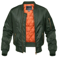 Bomber Jacket - Waterproof Quilted Flight Jacket - Men's Zip-Up