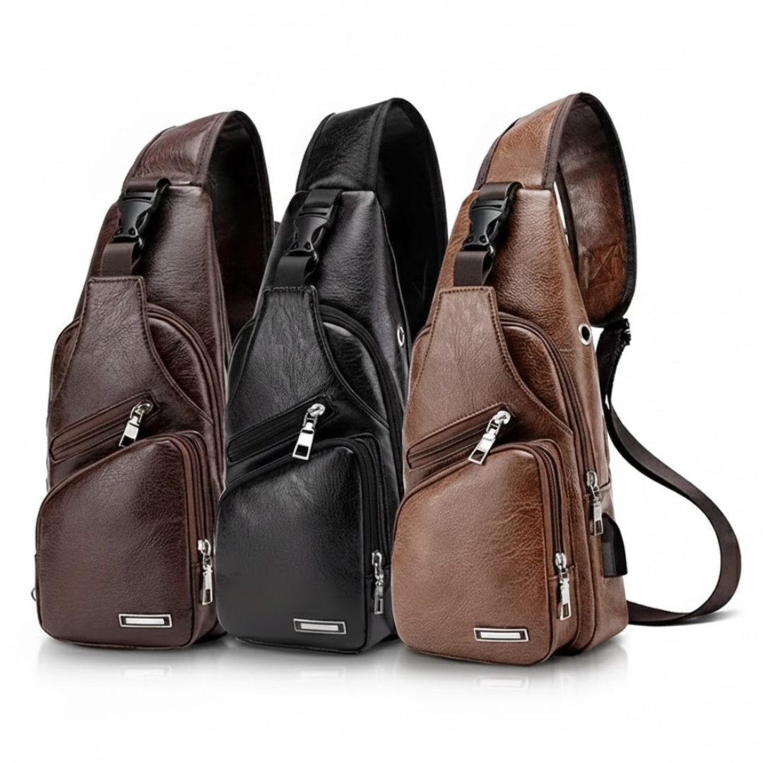 Men's Chest Bag – USB Charging Port – Compact Storage