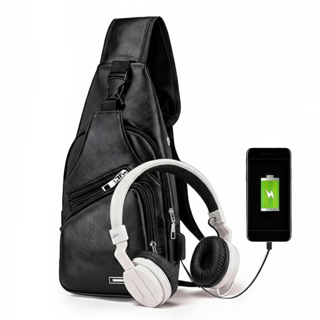 Men's Chest Bag – USB Charging Port – Compact Storage