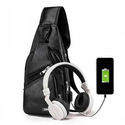 Men's Chest Bag – USB Charging Port – Compact Storage