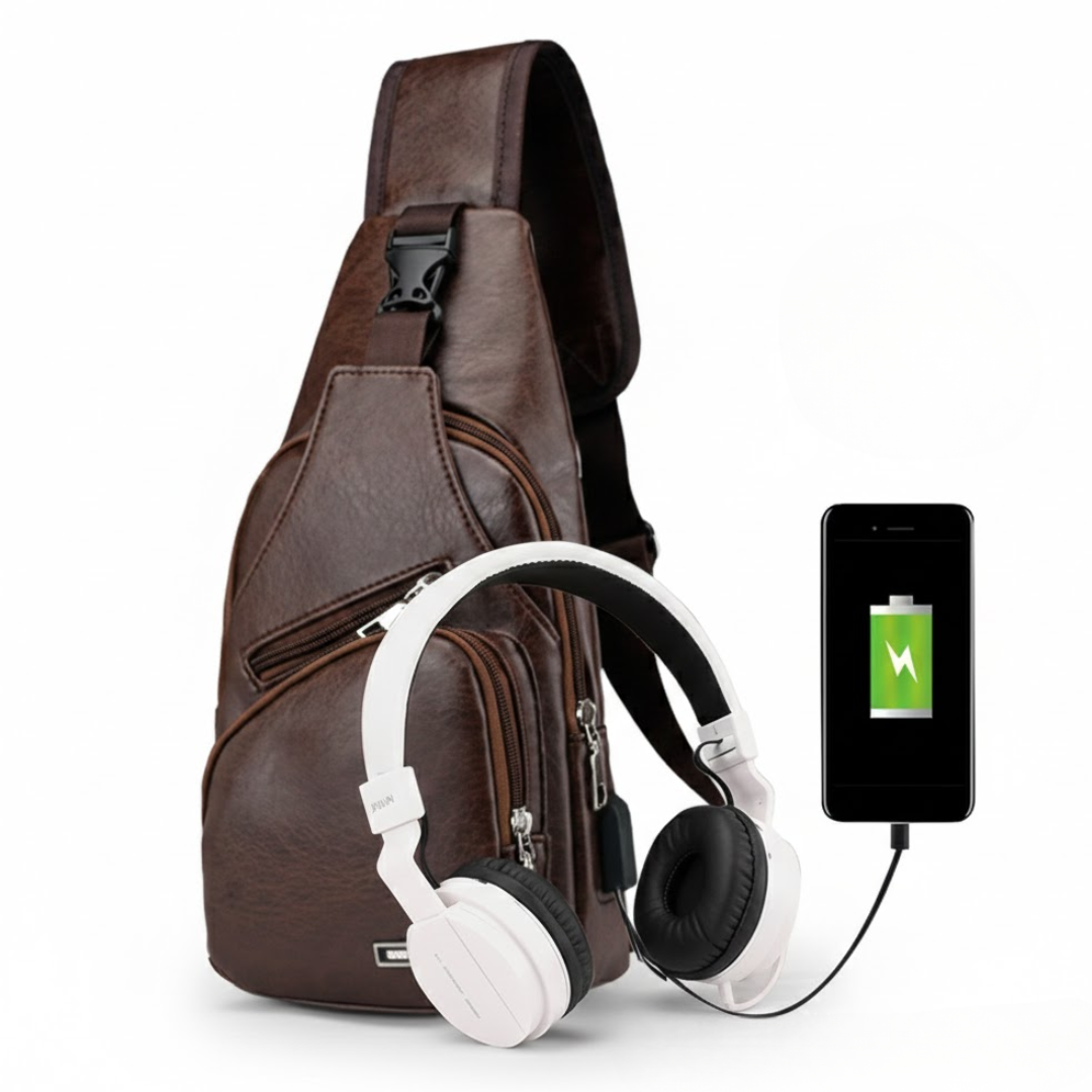 Men's Chest Bag – USB Charging Port – Compact Storage