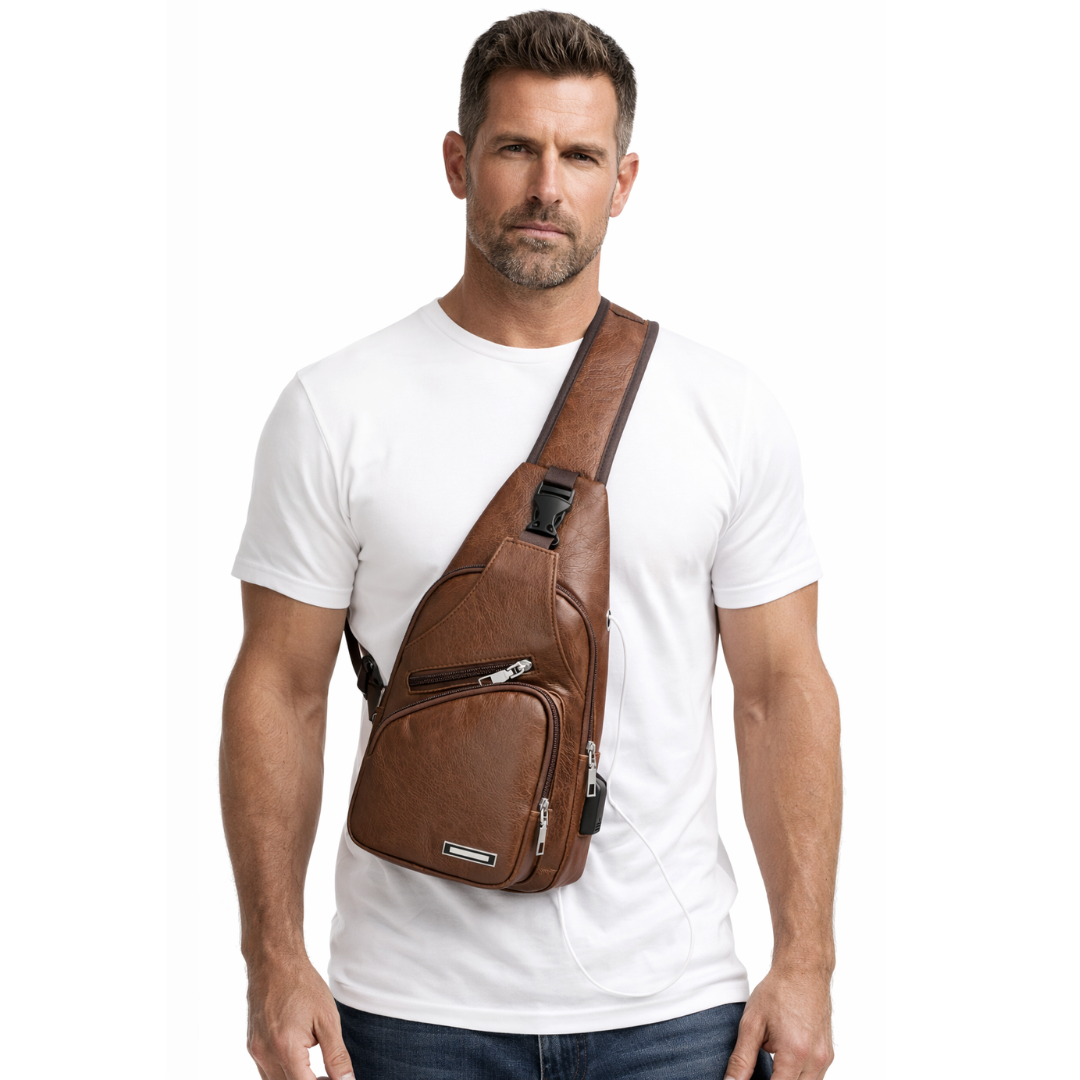 Men's Chest Bag – USB Charging Port – Compact Storage