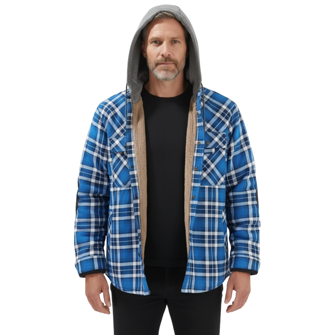 Men’s Flannel Jacket – Fleece-Lined Hoodie