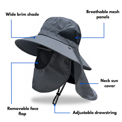 Men’s Outdoor Sun Hat – Removable Face & Neck Protection