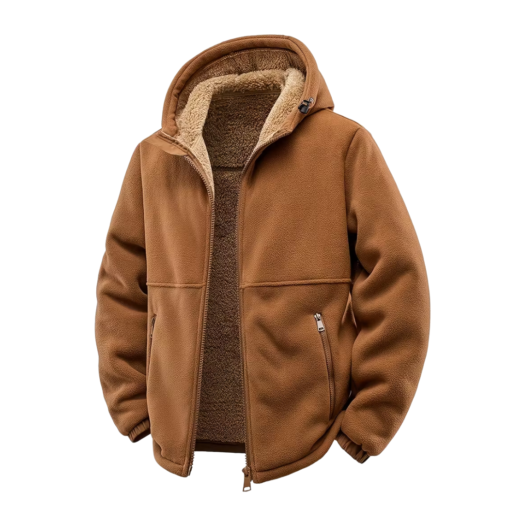 Men’s Sherpa-Lined Hoodie Jacket – Fleece – Hooded