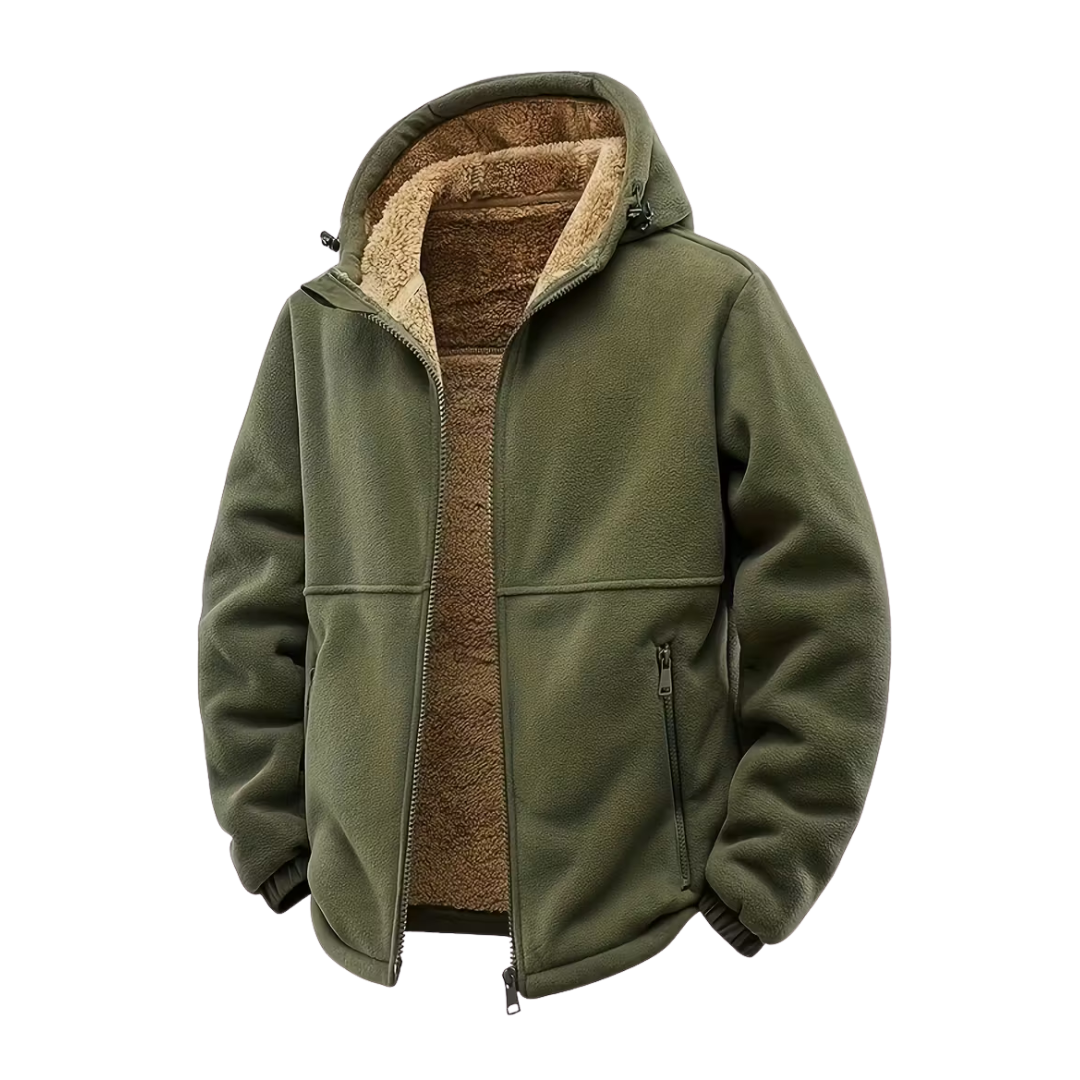 Men’s Sherpa-Lined Hoodie Jacket – Fleece – Hooded