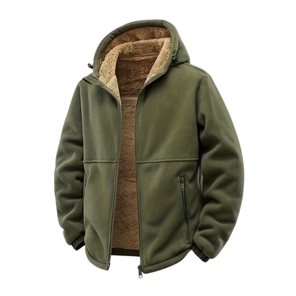 Men’s Sherpa-Lined Hoodie Jacket – Fleece – Hooded