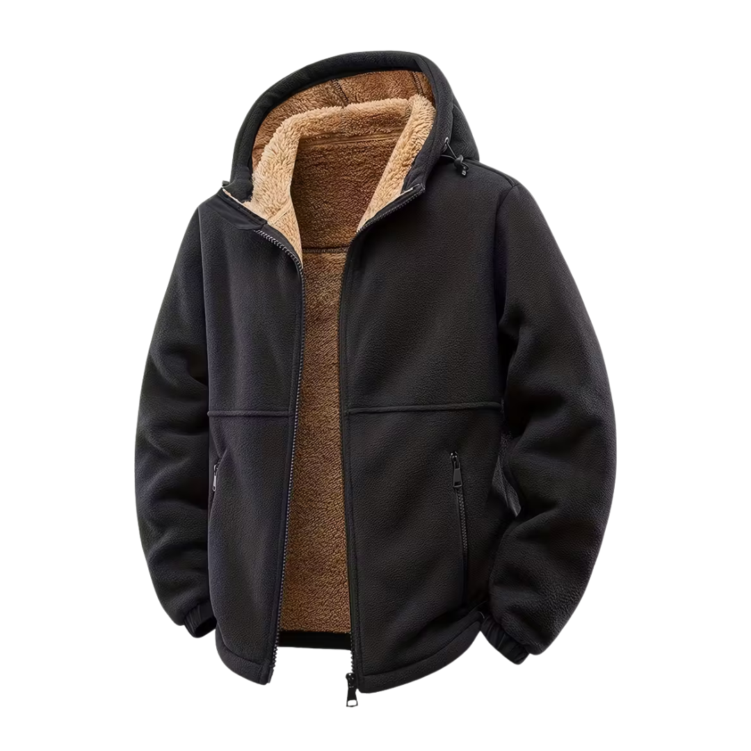 Men’s Sherpa-Lined Hoodie Jacket – Fleece – Hooded
