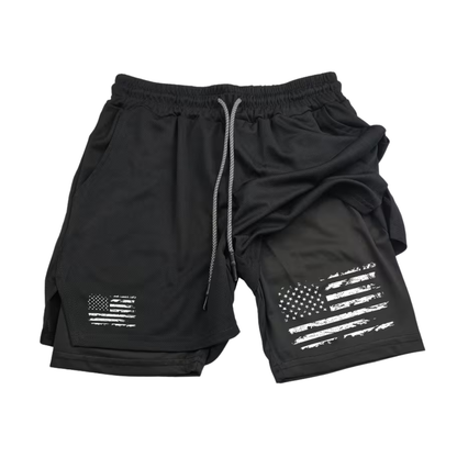 Men’s Sports Shorts – Double-Layer – USA Flag Design
