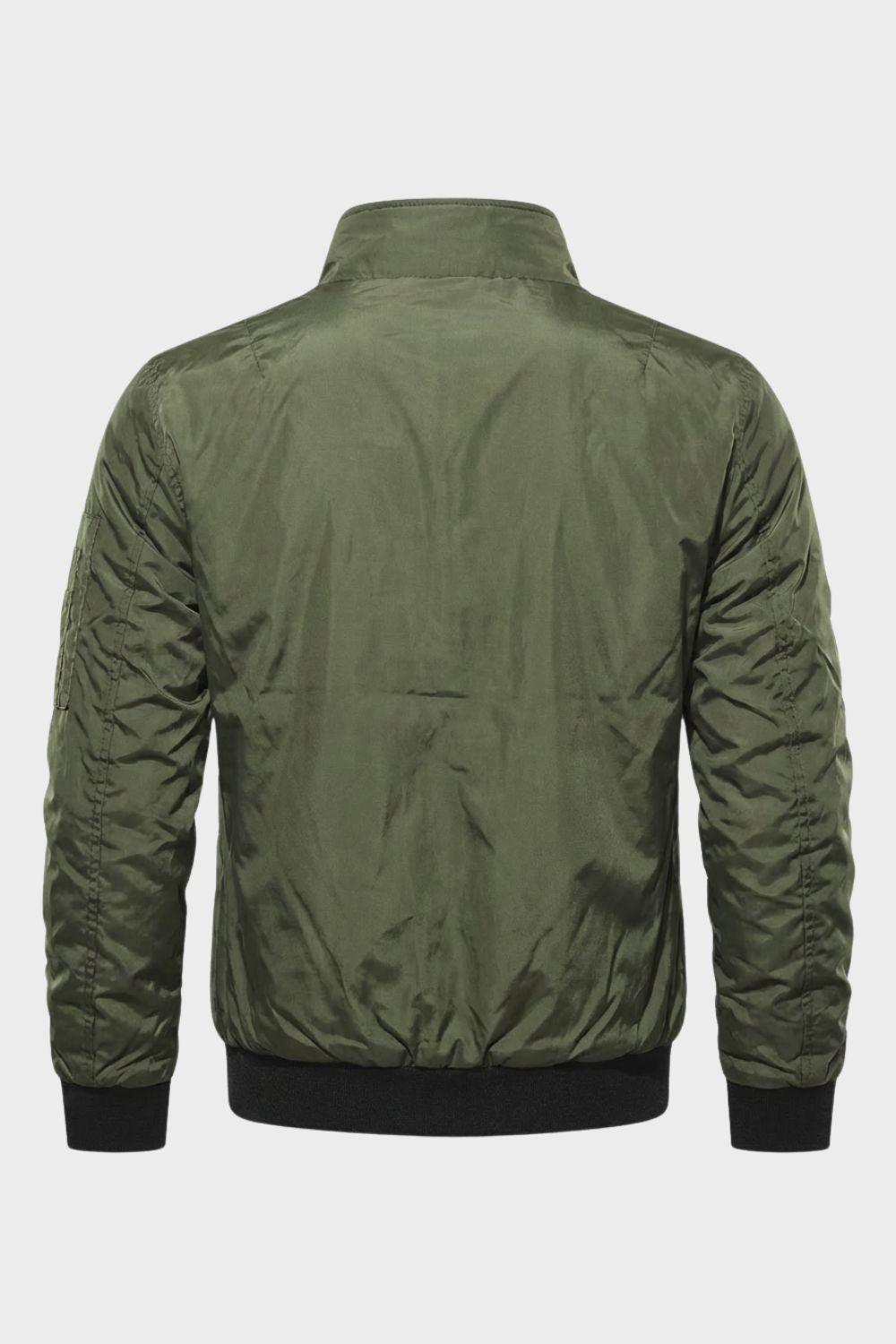 Bomber Jacket - Men's Stand Collar Jacket - Zip Sleeve Pocket