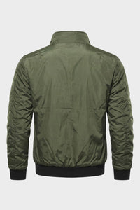 Bomber Jacket - Men's Stand Collar Jacket - Zip Sleeve Pocket