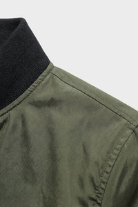 Bomber Jacket - Men's Stand Collar Jacket - Zip Sleeve Pocket