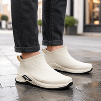 Rain Boots - Waterproof Low Ankle Slip-On Boots - Non-Slip Sole