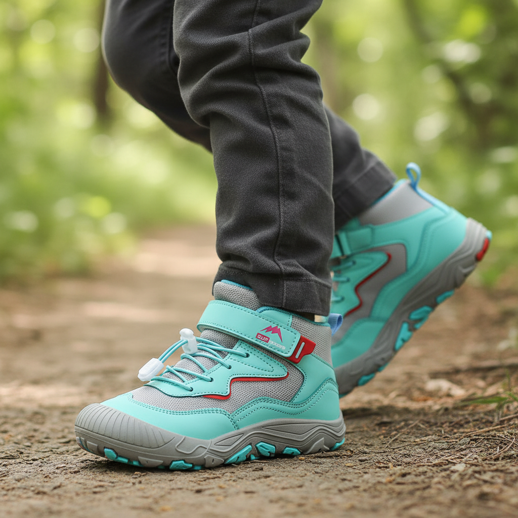 Kids Hiking Boots - Waterproof Mid Ankle Boots - Easy Hook-and-Loop