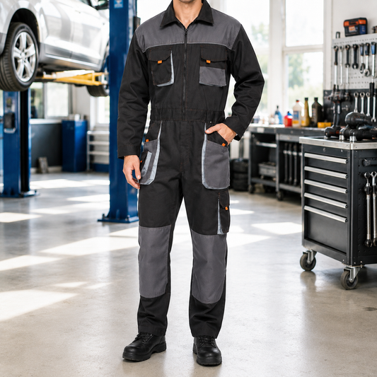 Work Coveralls - Long Sleeve or Bib Overall - Reinforced Knees & Pockets